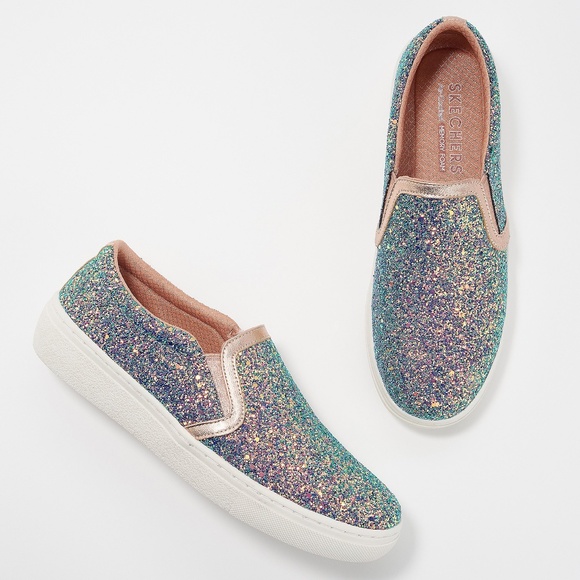 Skechers Women's Iridescent Glitter Slip On Sneakers - Picture 1 of 11